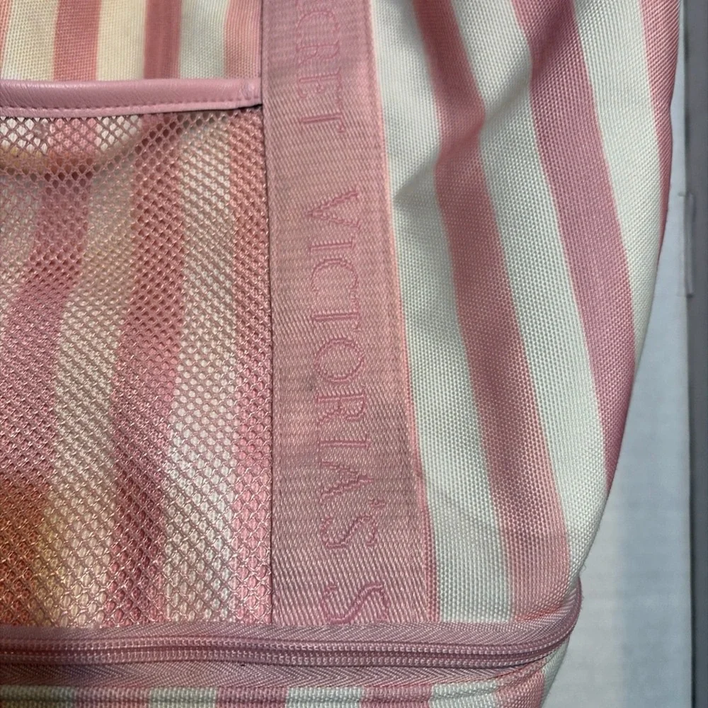 Victoria's Secret Pink & White Striped Canvas Lunch Tote - Picture 2 of 5